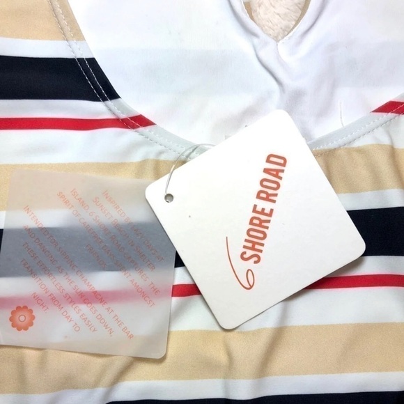 6 Shore Road Designer Striped One-Piece Swimsuit XS Plunging Low-Cut NWT - Picture 8 of 11
